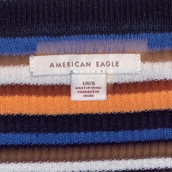 American Eagle Blue/orange long sleeve crop top - Picture 4 of 6